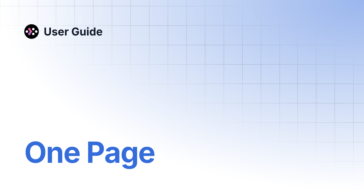 One Page | User Guide